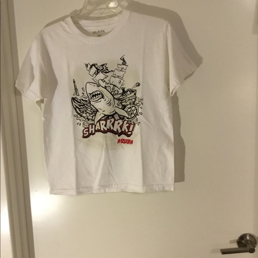 Delosol  Color Change White/ Black Boys Top Size Large $20